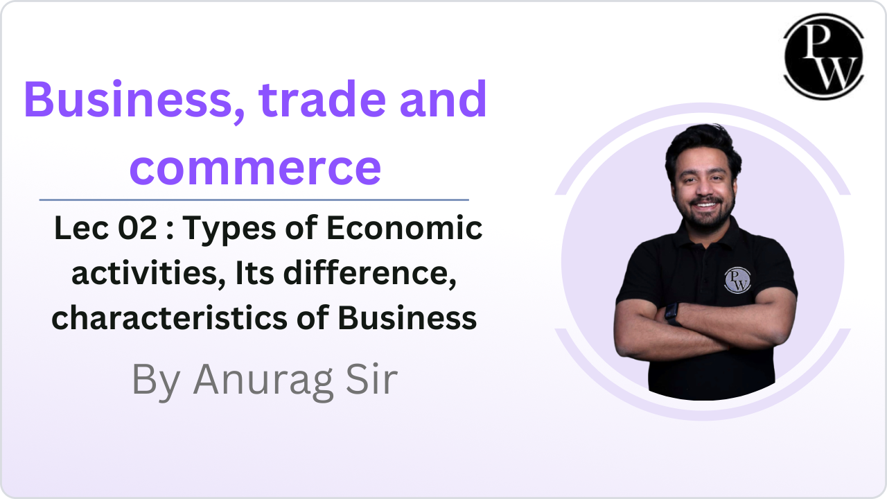 Business, trade and commerce 02 : Types of Economic activities, Its difference, characteristics of Business