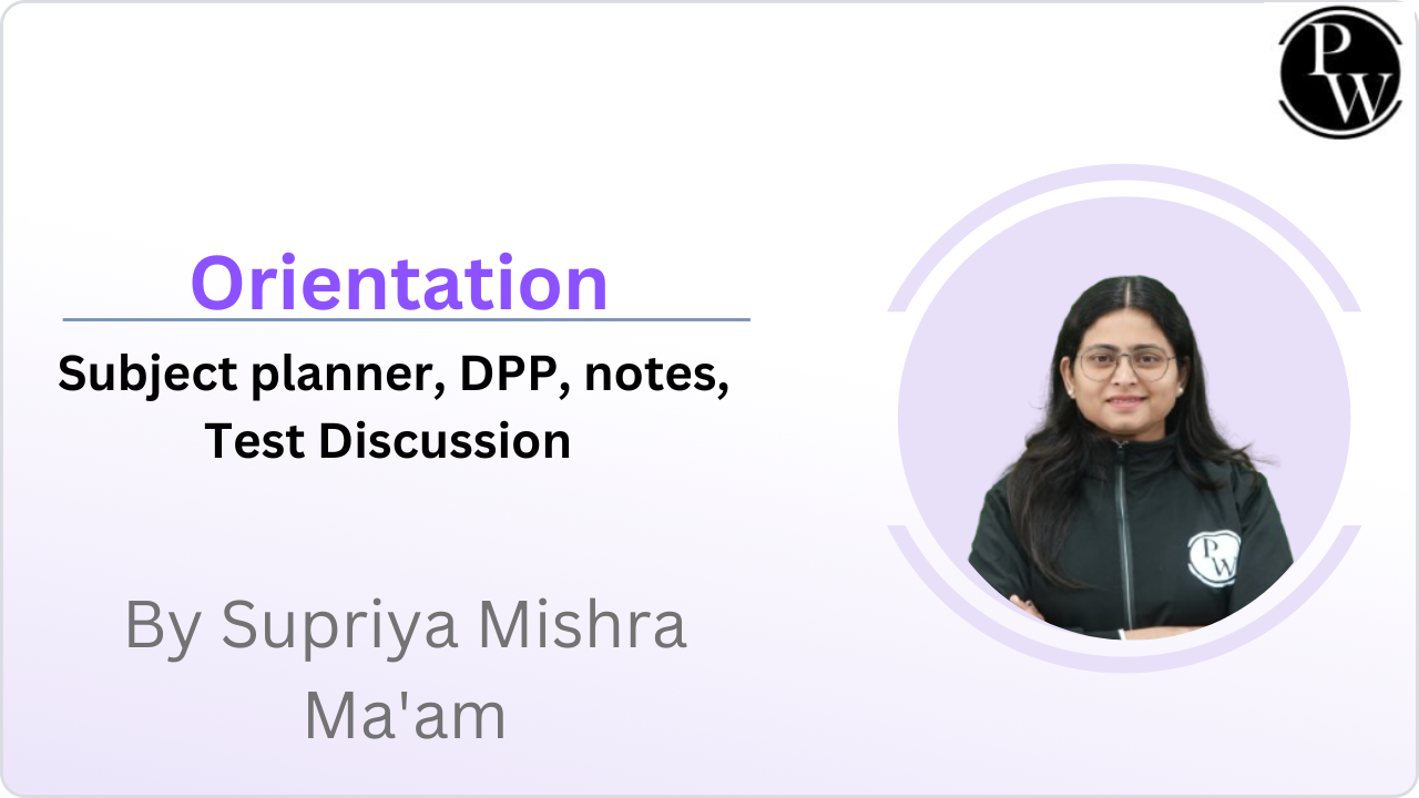 Orientation : Subject planner, DPP, notes, Test Discussion || Video Only