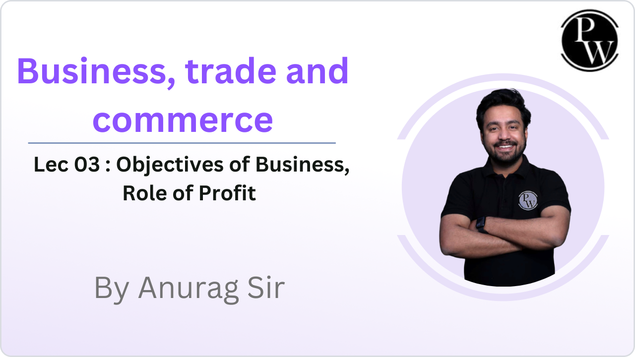 Business, trade and commerce 03 : Objectives of Business, Role of Profit