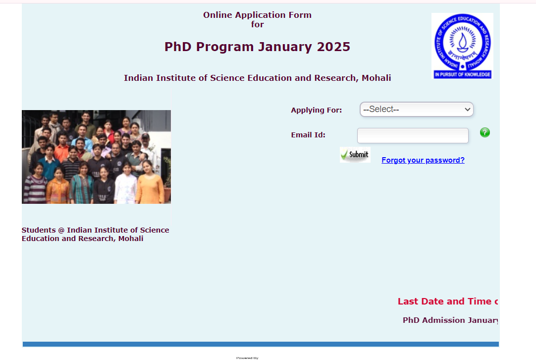 IISER Mohali PhD Admission 2025