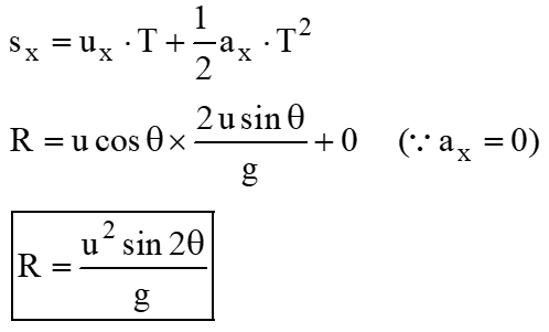 Range formula in projectile