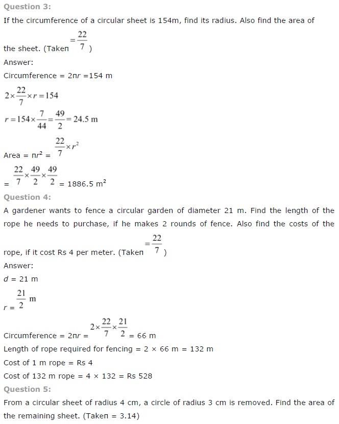 NCERT Solutions for Class 7 Maths Perimeter and Area Exercise 11.3