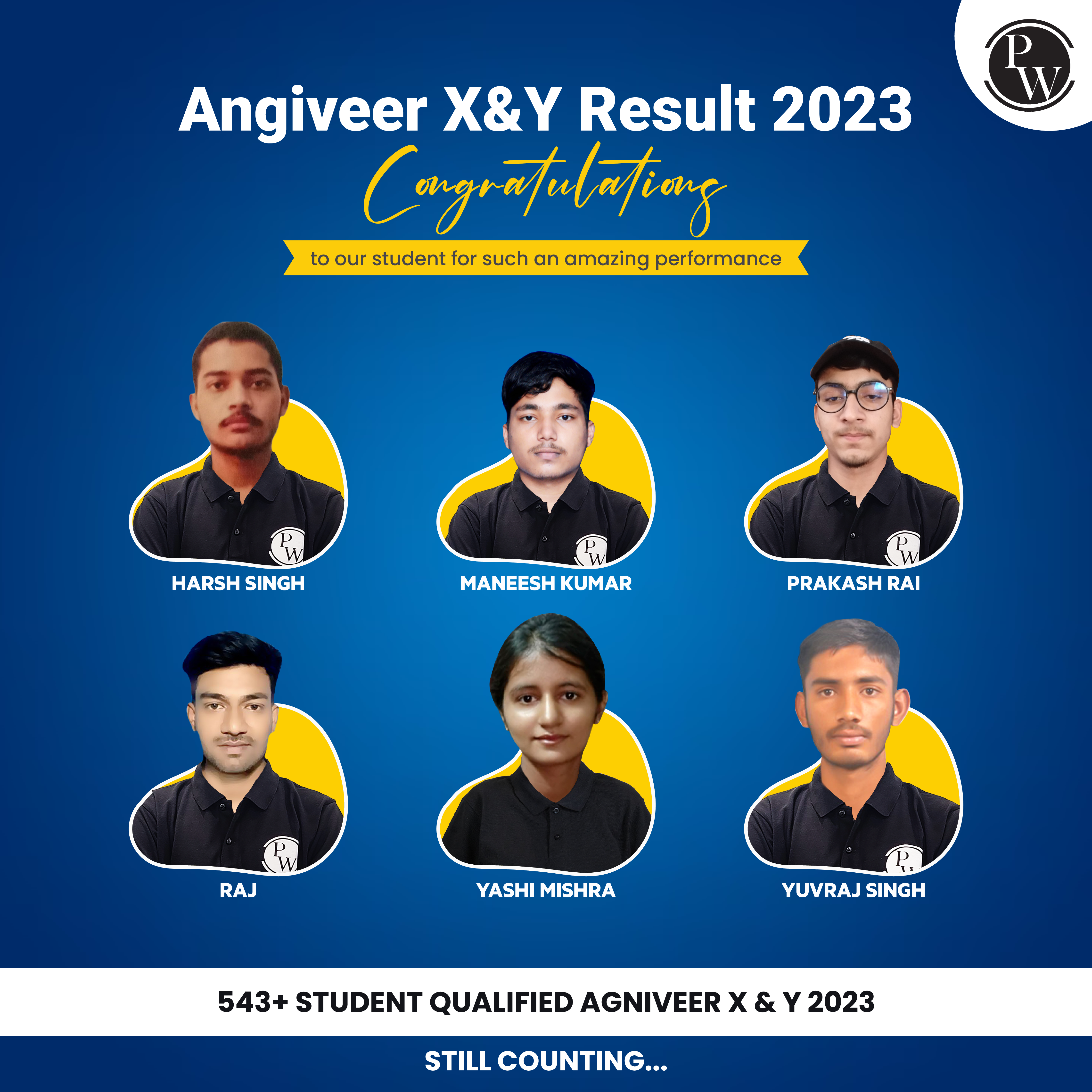 Agniveer X & Y Result 2023 PW Toppers
