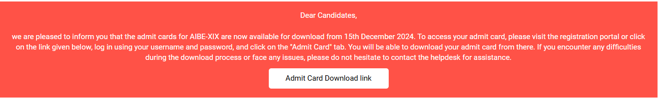 aibe 19 admit card