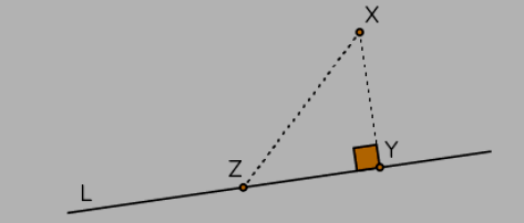 Shortest distance between point and line