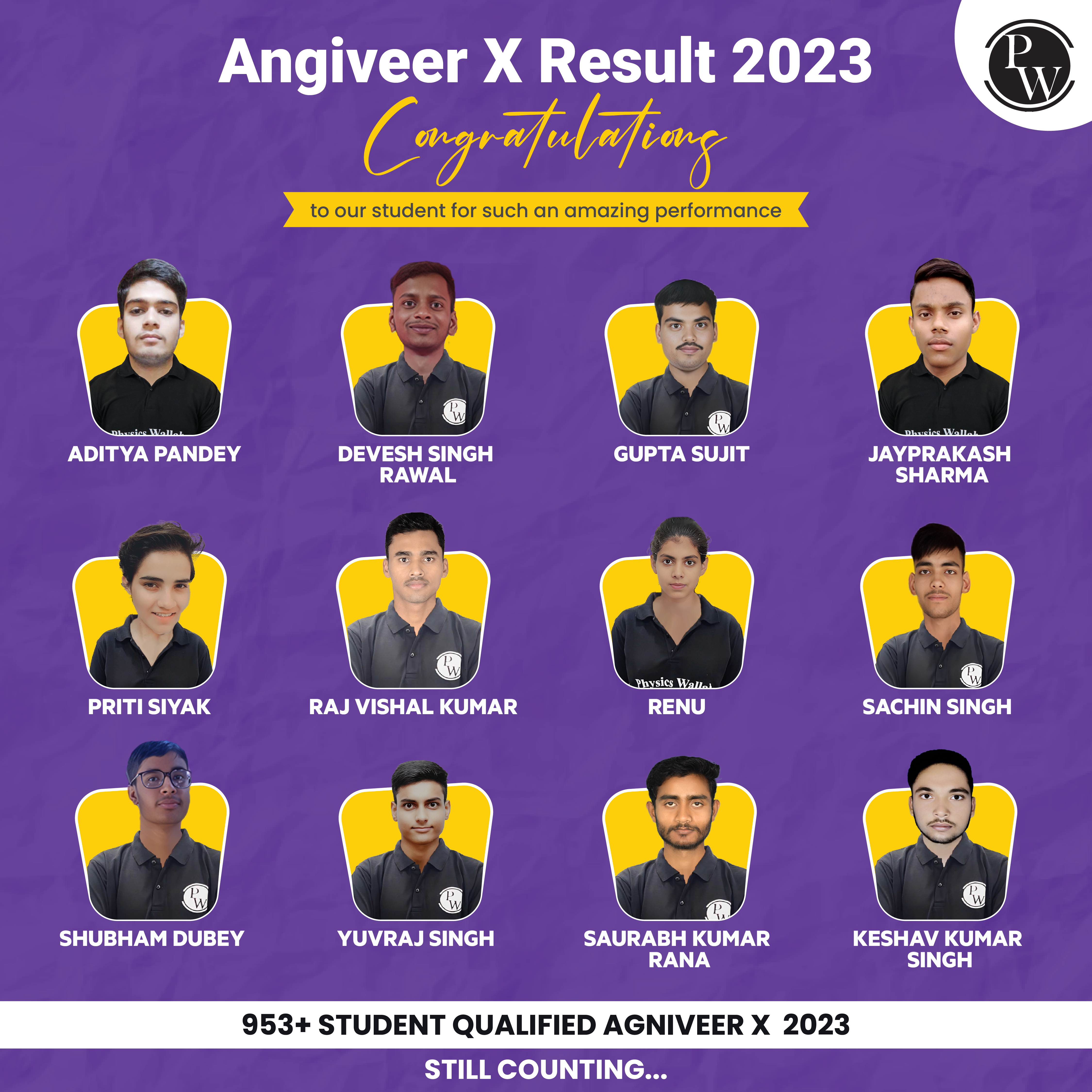 Agniveer X Result 2023 PW Toppers