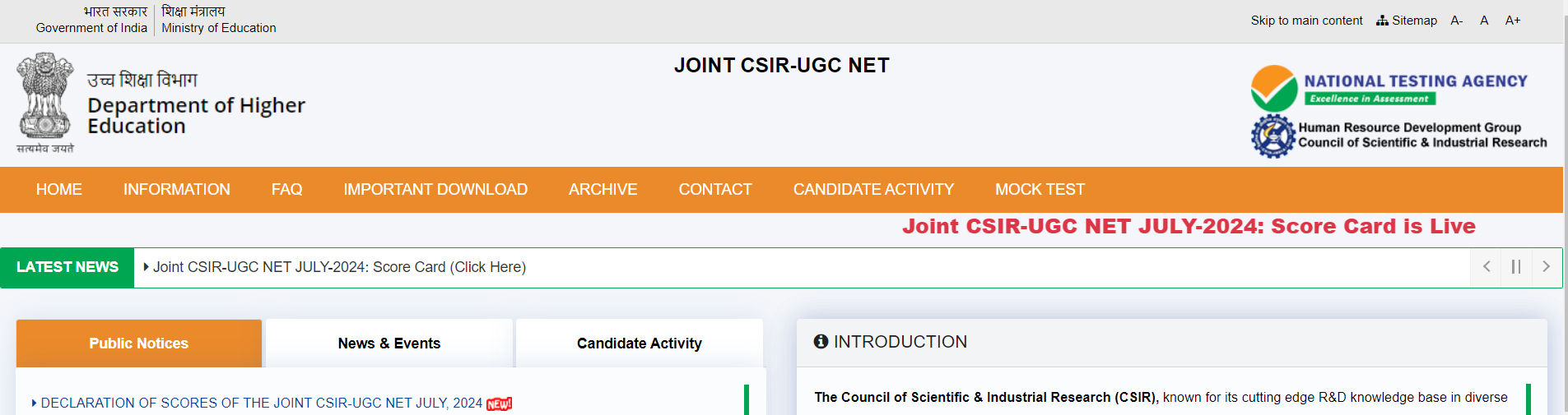 CSIR NET 2024