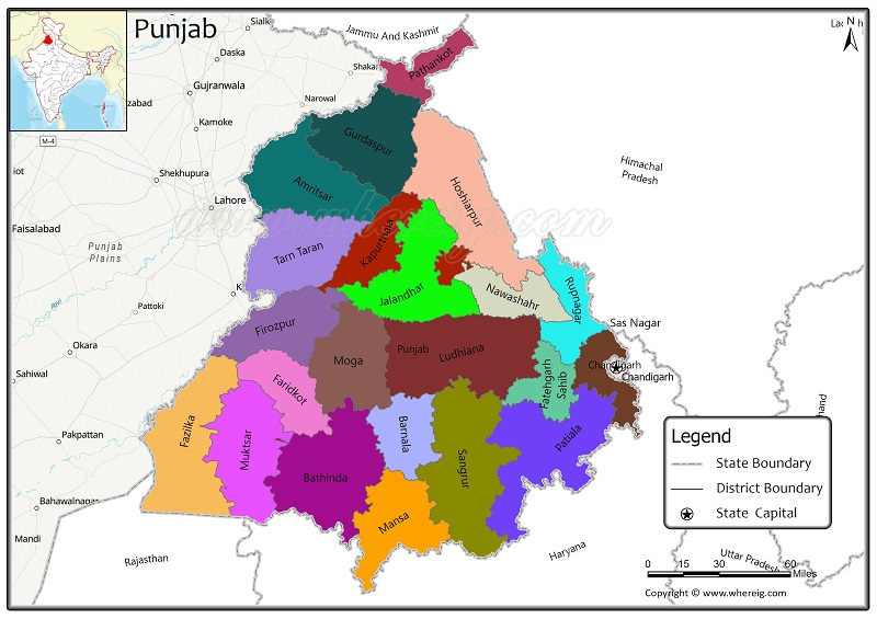 Districts in Punjab Map