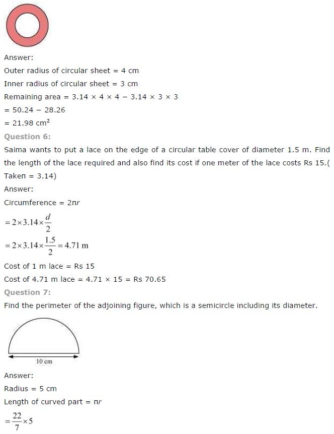 NCERT Solutions for Class 7 Maths Perimeter and Area Exercise 11.3
