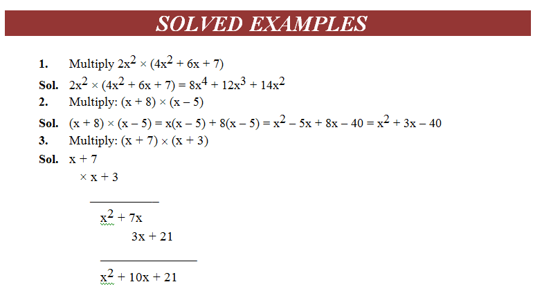 solve multiplication of algebraic expression