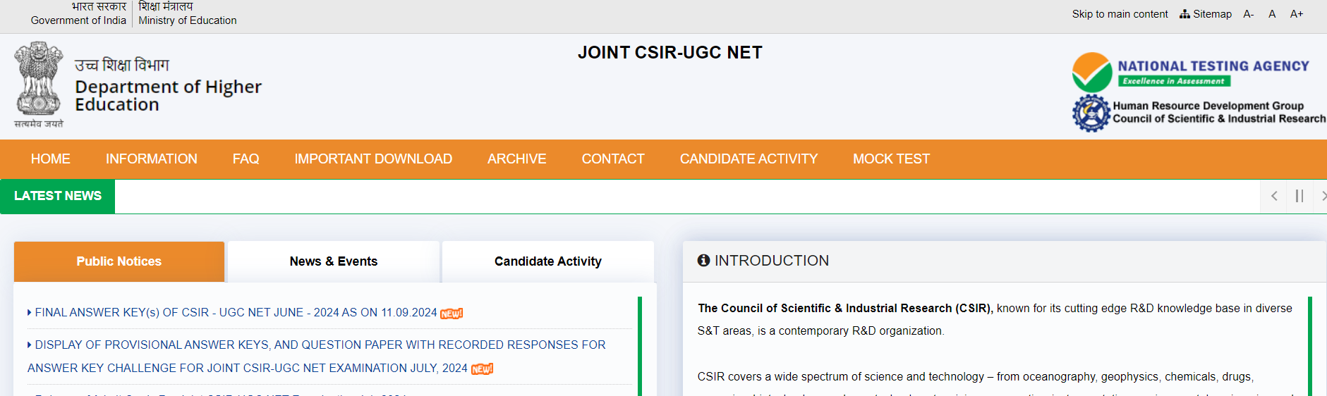 CSIR NET Answer Key 2024