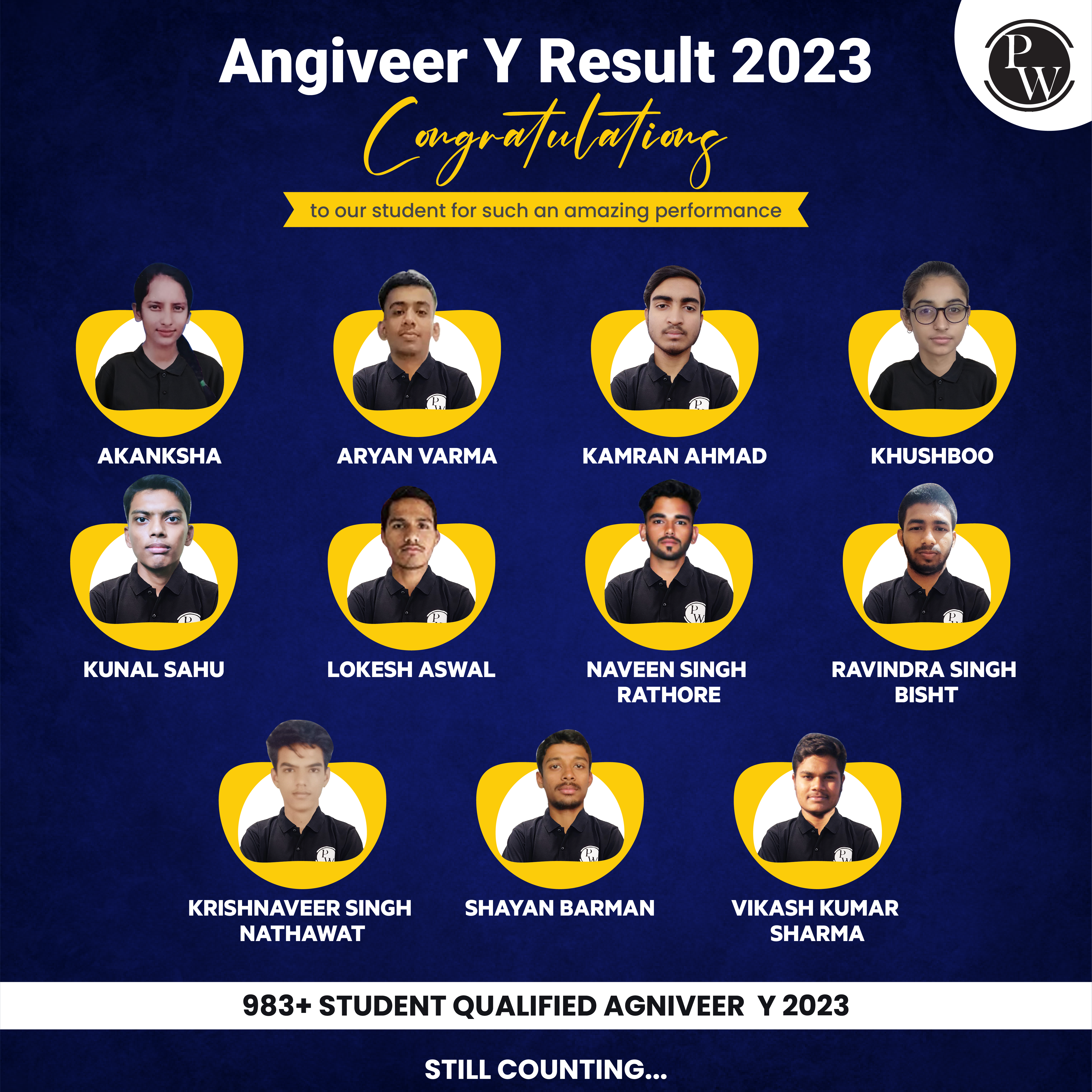 Agniveer Y Result 2023 PW Toppers