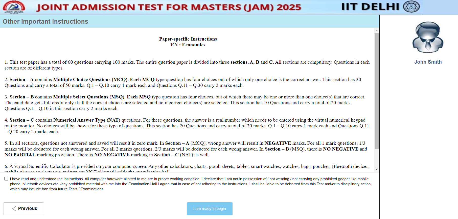 IIT JAM Economics Mock Test 2025