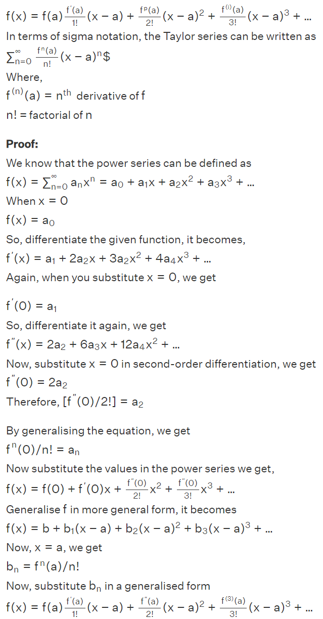Taylor Series Formula