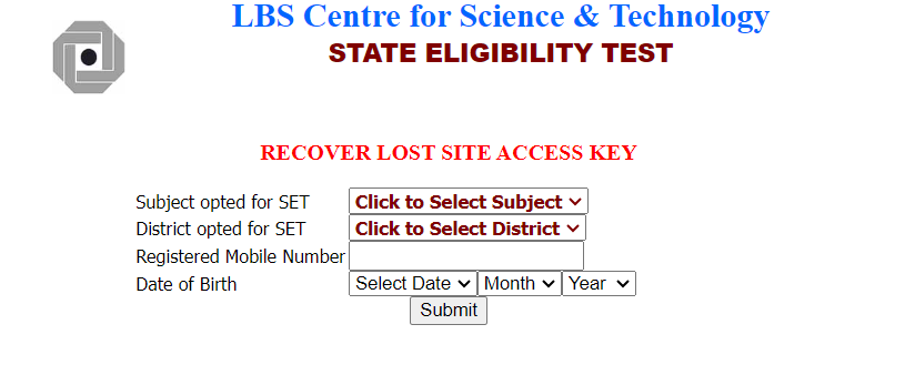 Kerala SET January Application Form 2025