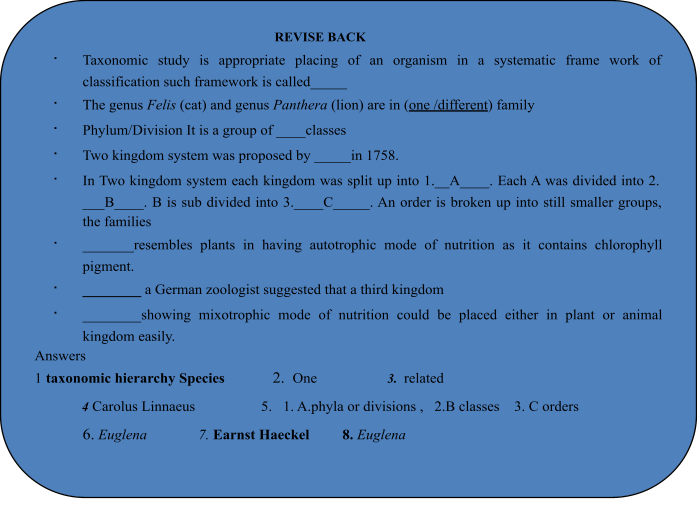 THE HIERARCHY OF CLASSIFICATION 