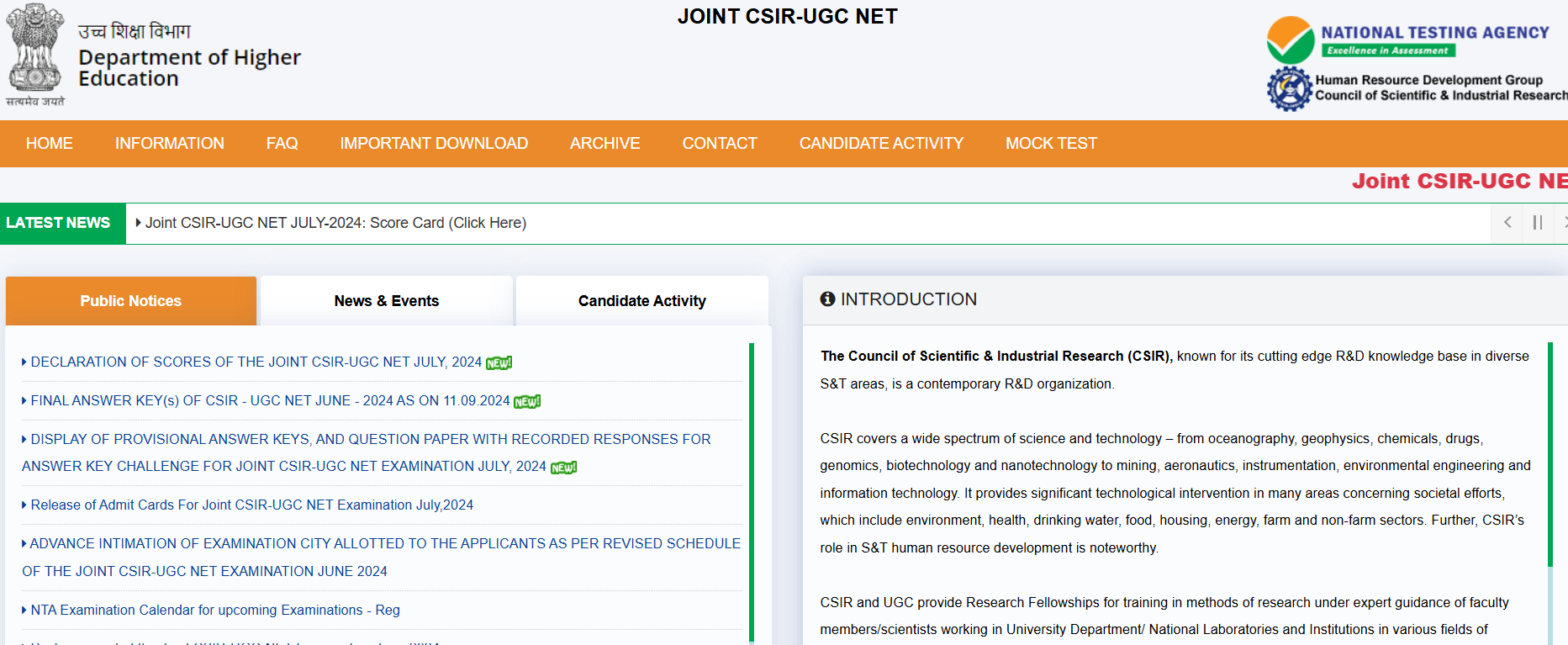 CSIR NET Exam Date 2024