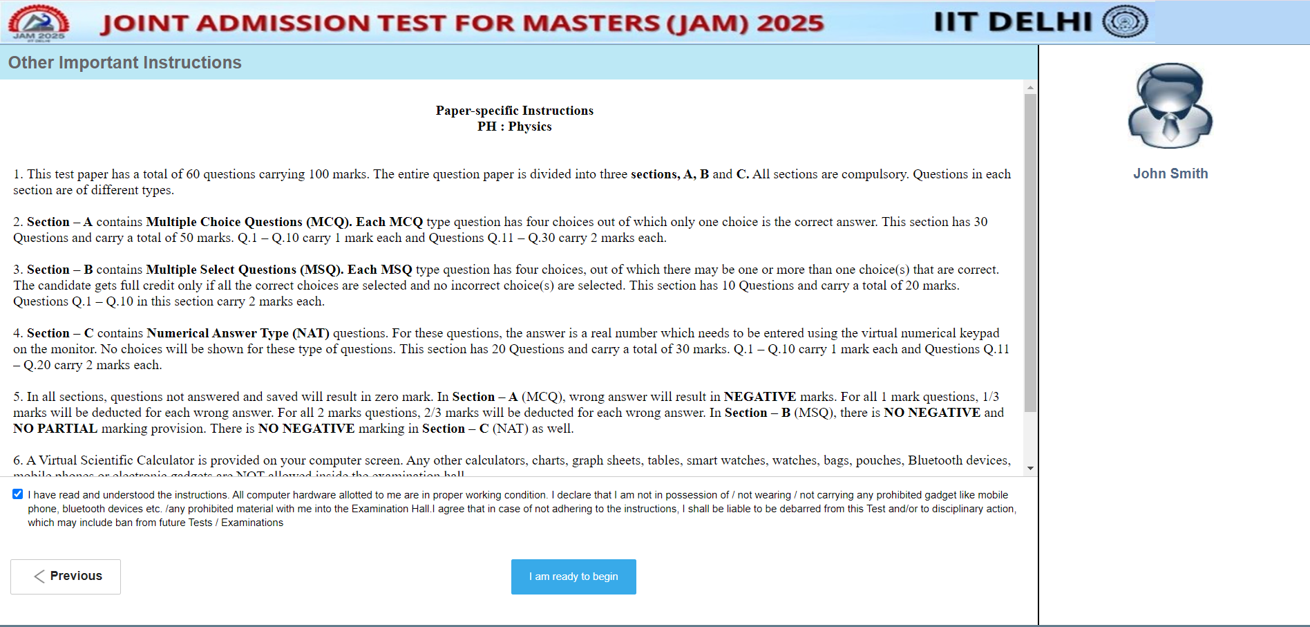 IIT JAM Physics Mock Test 2025