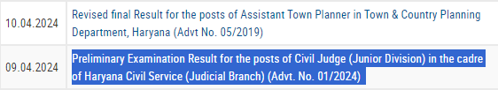 Haryana Judiciary Pre result