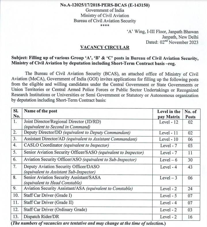 BCAS Recruitment 2023