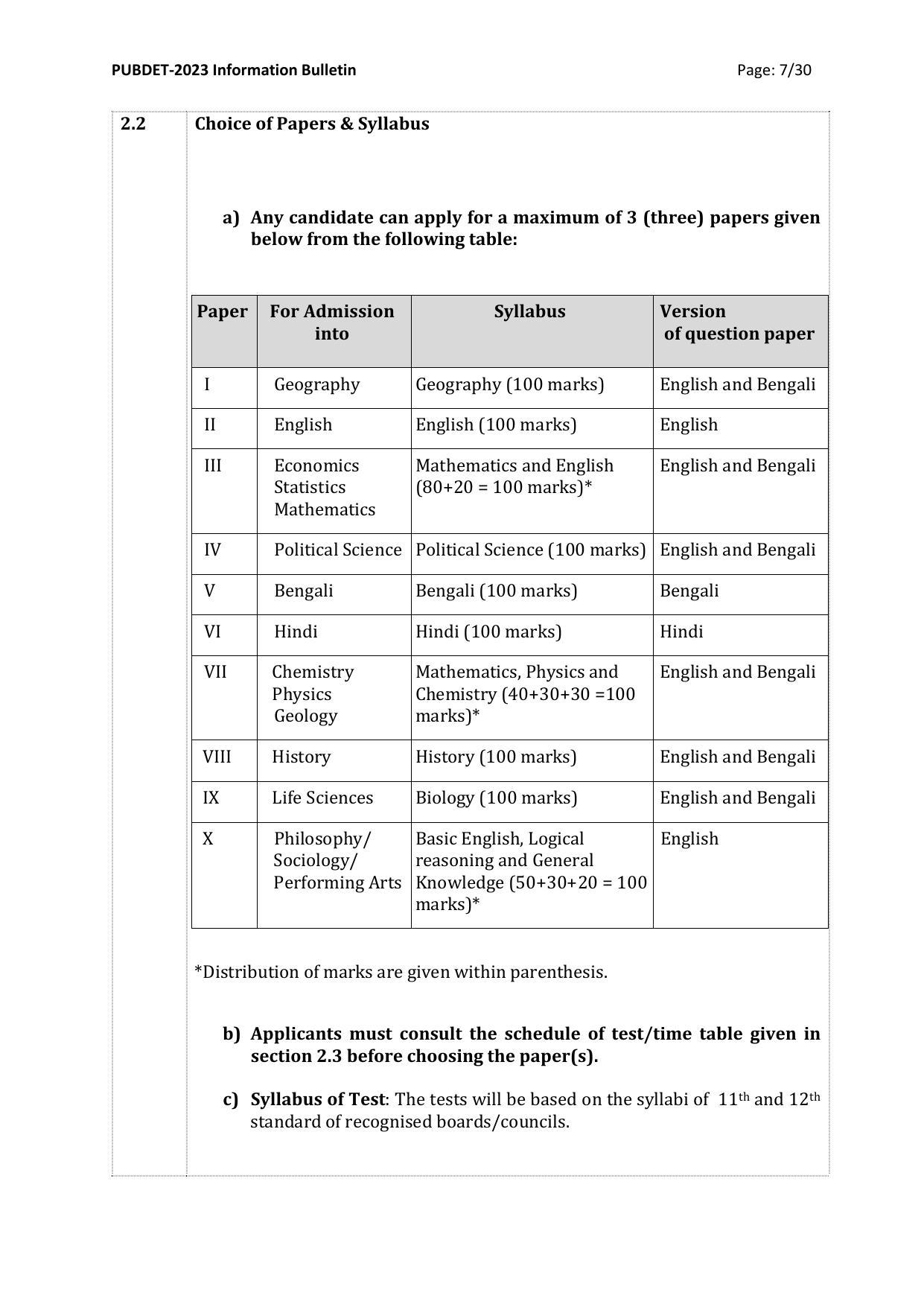 pumdet syllabus 2025
