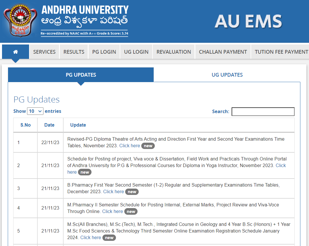 AU Result 2023
