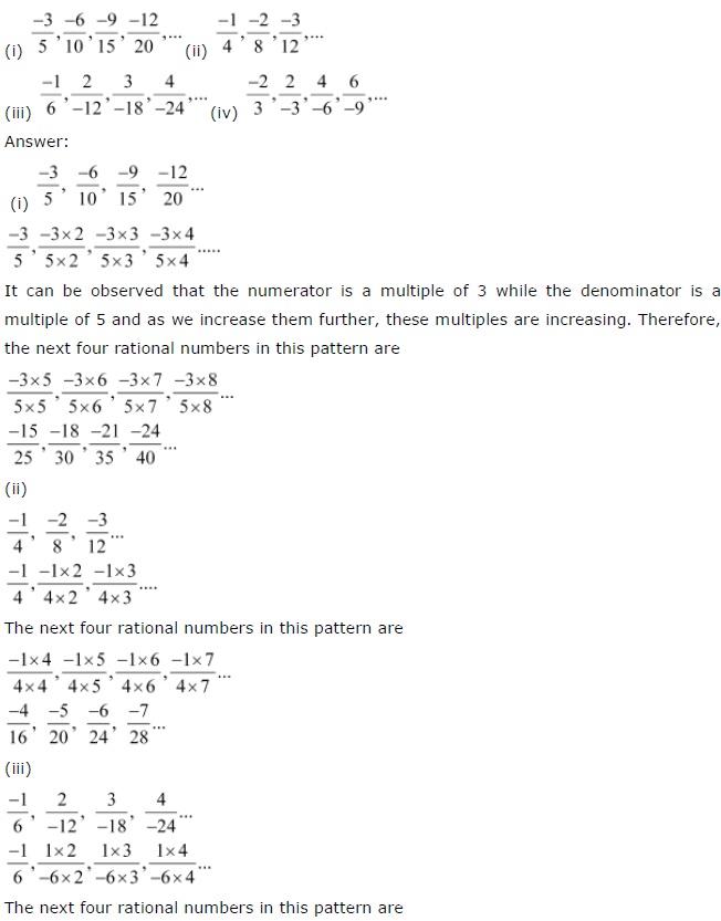 NCERT Solutions for Class 7 Maths Rational Numbers Exercise 9.1