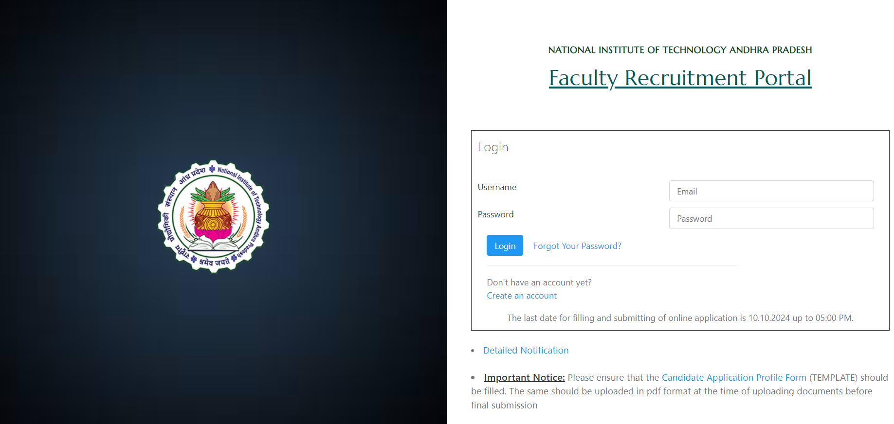 NIT Andhra Pradesh Assistant Professor Recruitment 2024