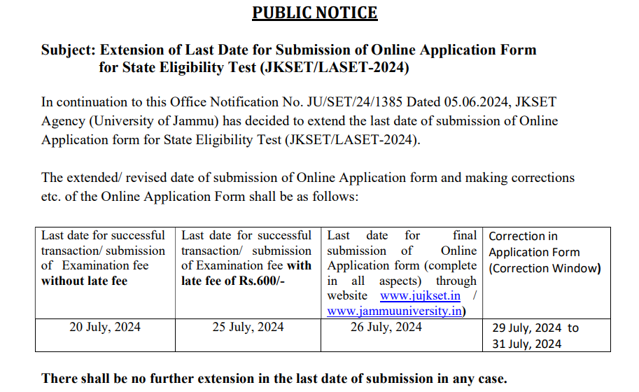 JK SET Online Form