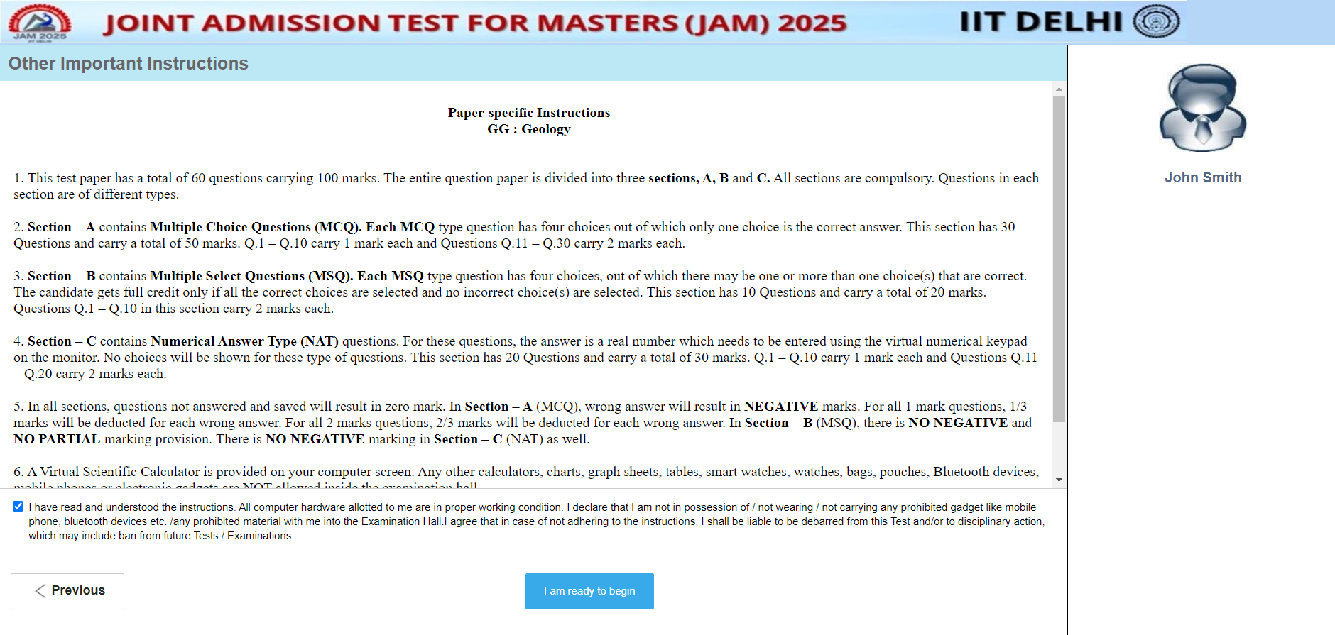 IIT JAM Geology Mock Test 2025