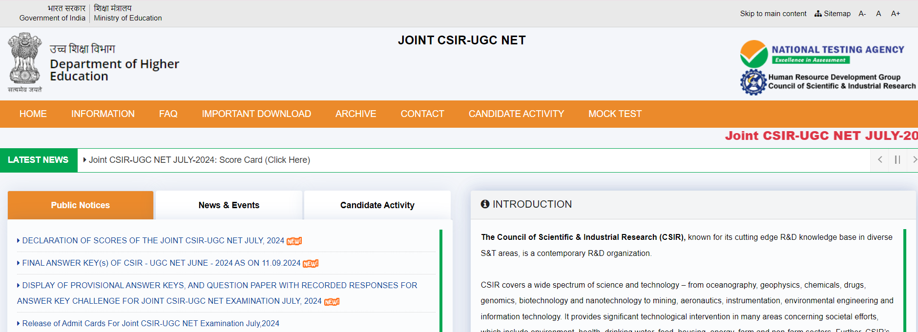CSIR NET 2024
