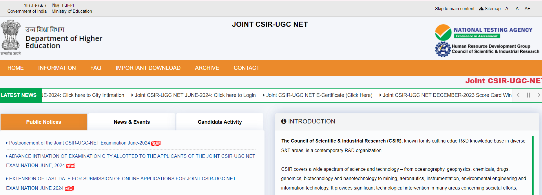 CSIR NET Exam Date 2024 