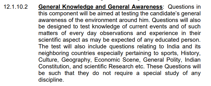SSC GD General Awareness Syllabus