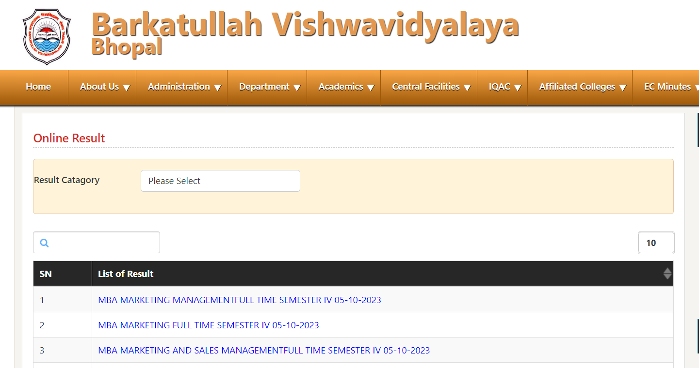BU Bhopal MBA Result 2023 Declared: Check Barkatullah University Result Link Here at bubhopal.ac.in
