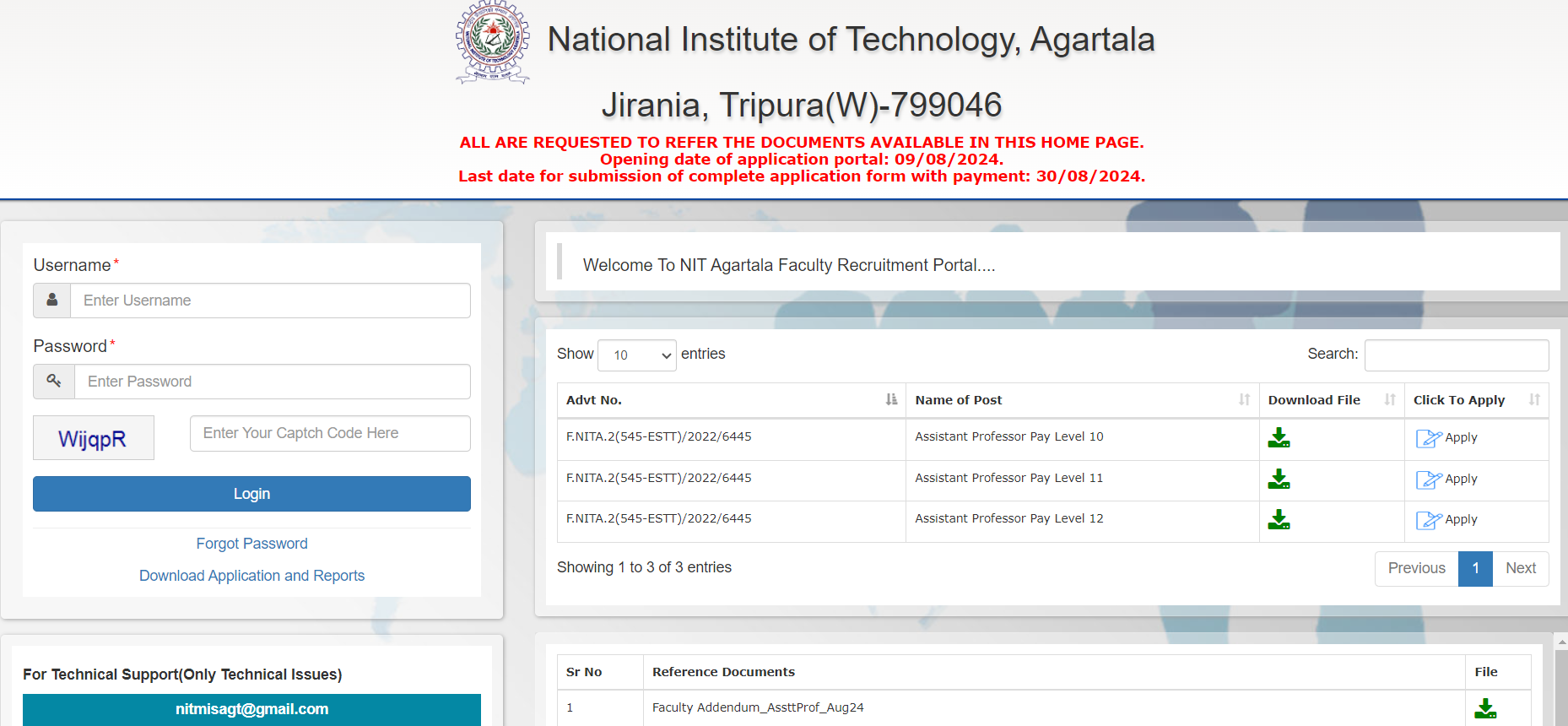 NIT Agartala Assistant Professor Recruitment 2024
