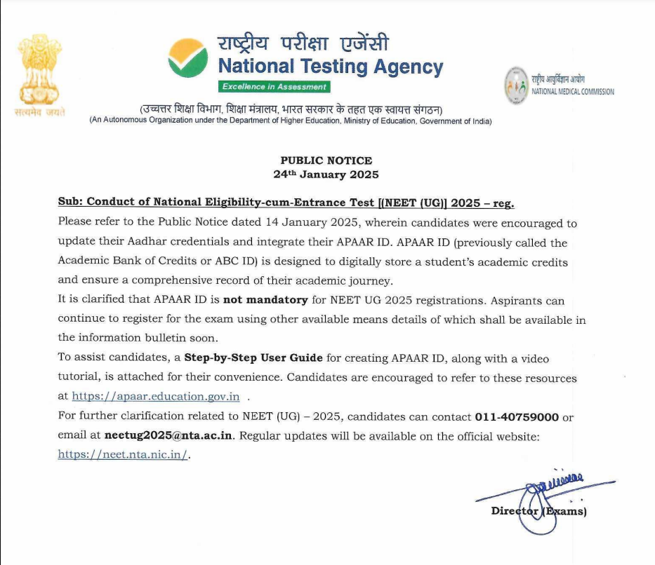 NEET 2025 Important Notice