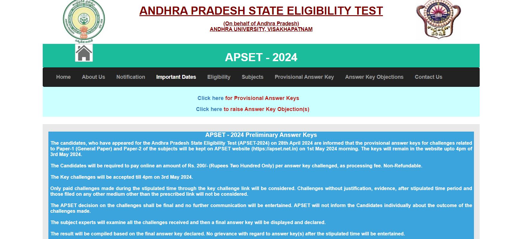 AP SET Answer Key 2024