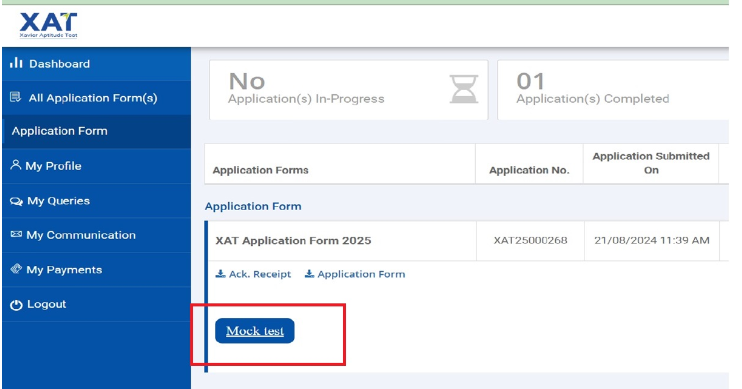 XAT 2025 Mock Test Dashboard