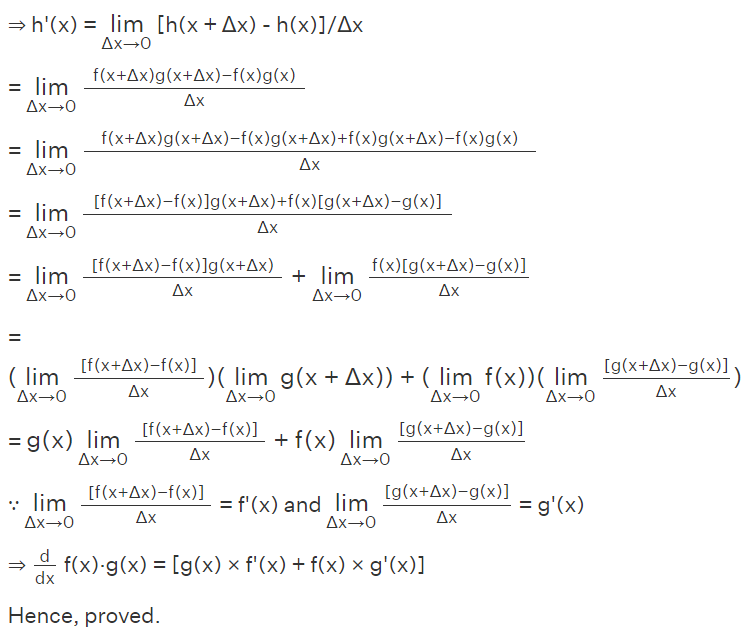 Product Rule Formula Proof Using First Principle