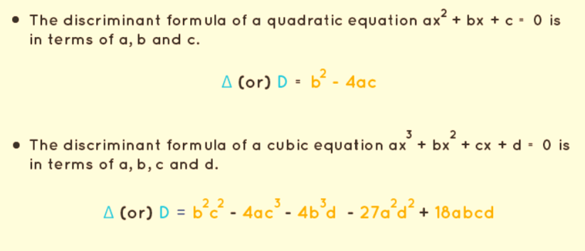 discriminant formulas