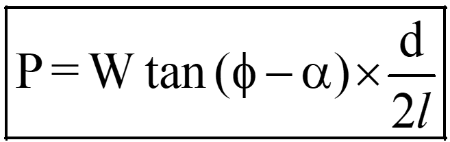 Formula to effort applied at end of lever