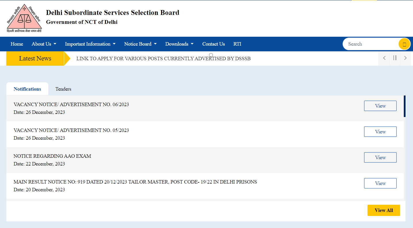 DSSSB Junior Assistant Recruitment 2024