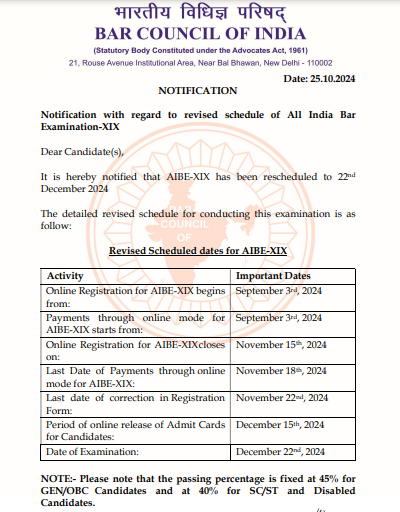 AIBE revised date