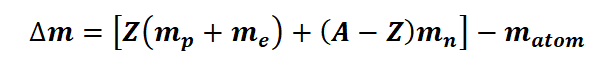 Mass defect formula