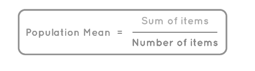 Population Mean = Sum of all data/Number of items