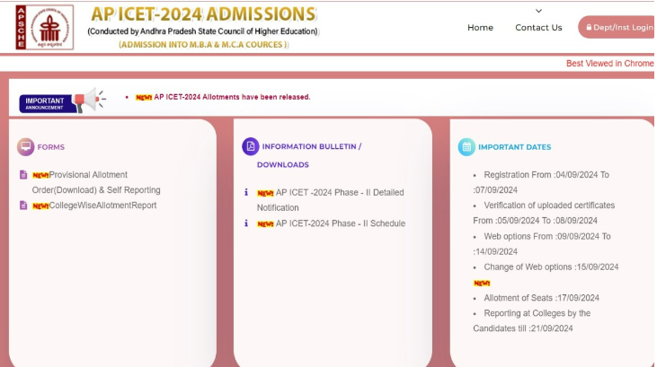 AP ICET Counselling 2024; Final Phase Registrations Begins at icet-sche.aptonline.in