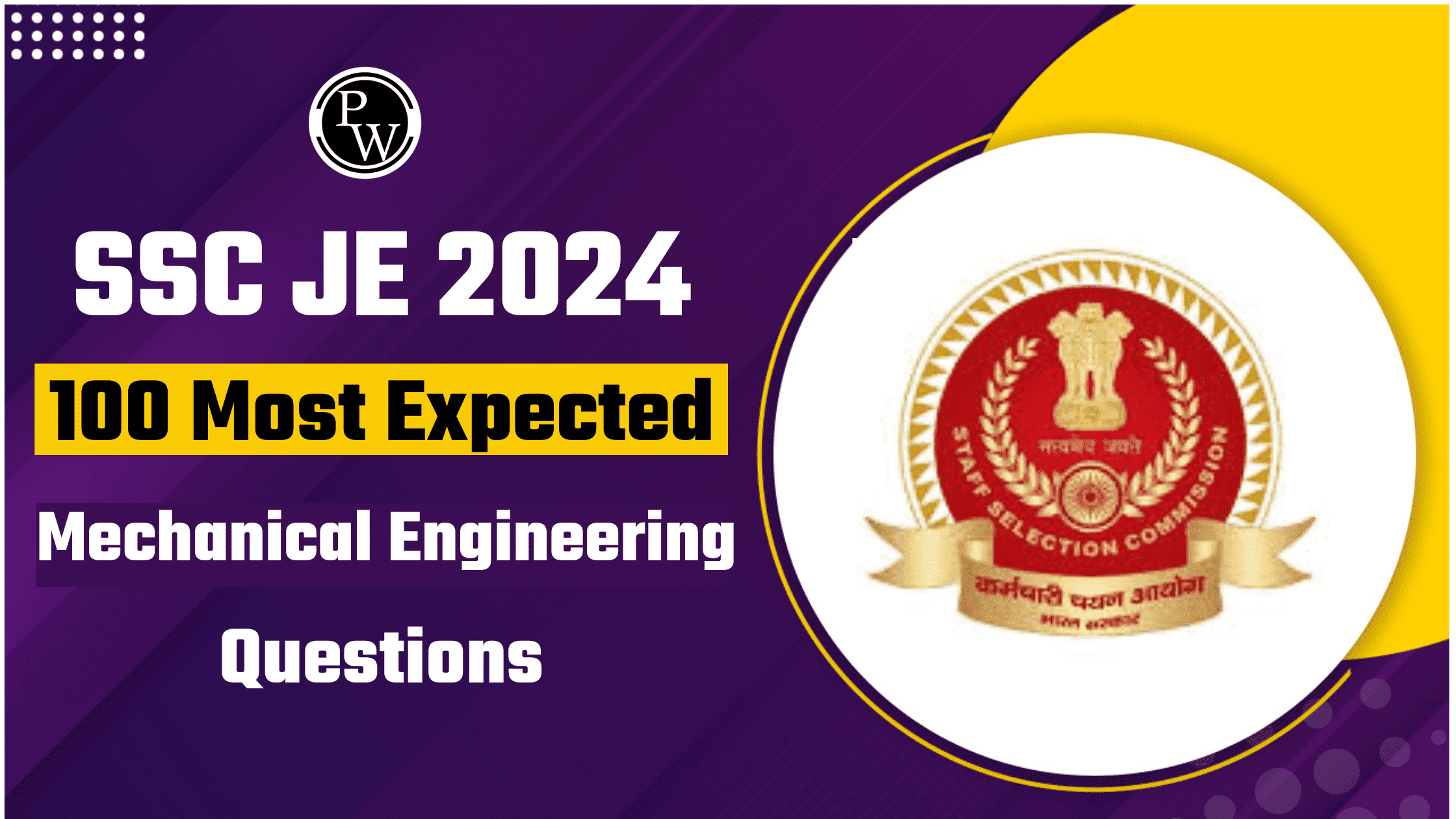 SSC JE 2024 100 Most Expected Mechanical Engineering Questions