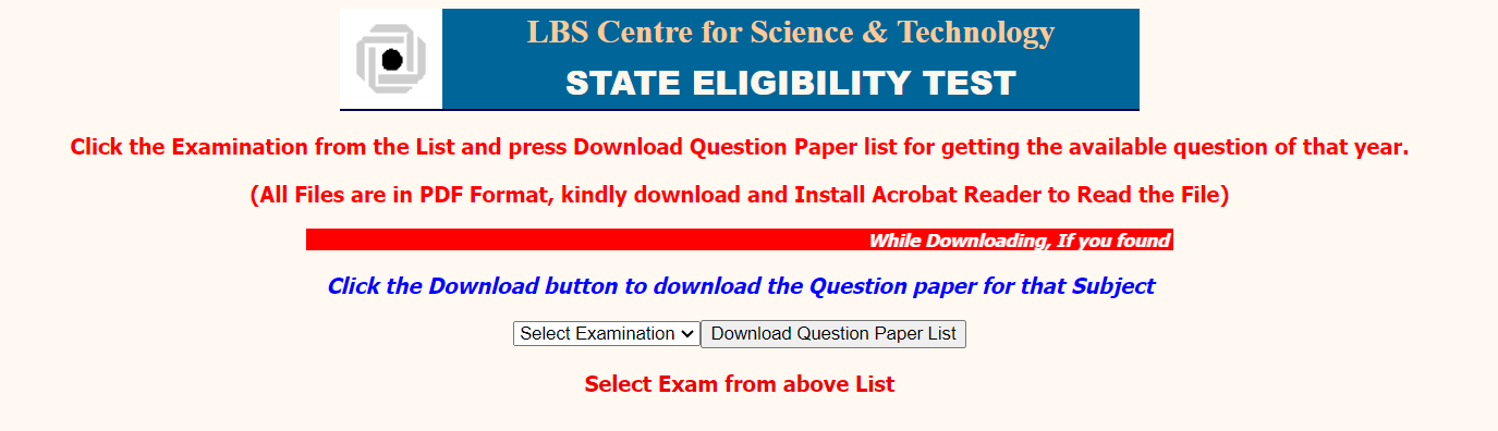 Kerala SET Previous Year Question Papers