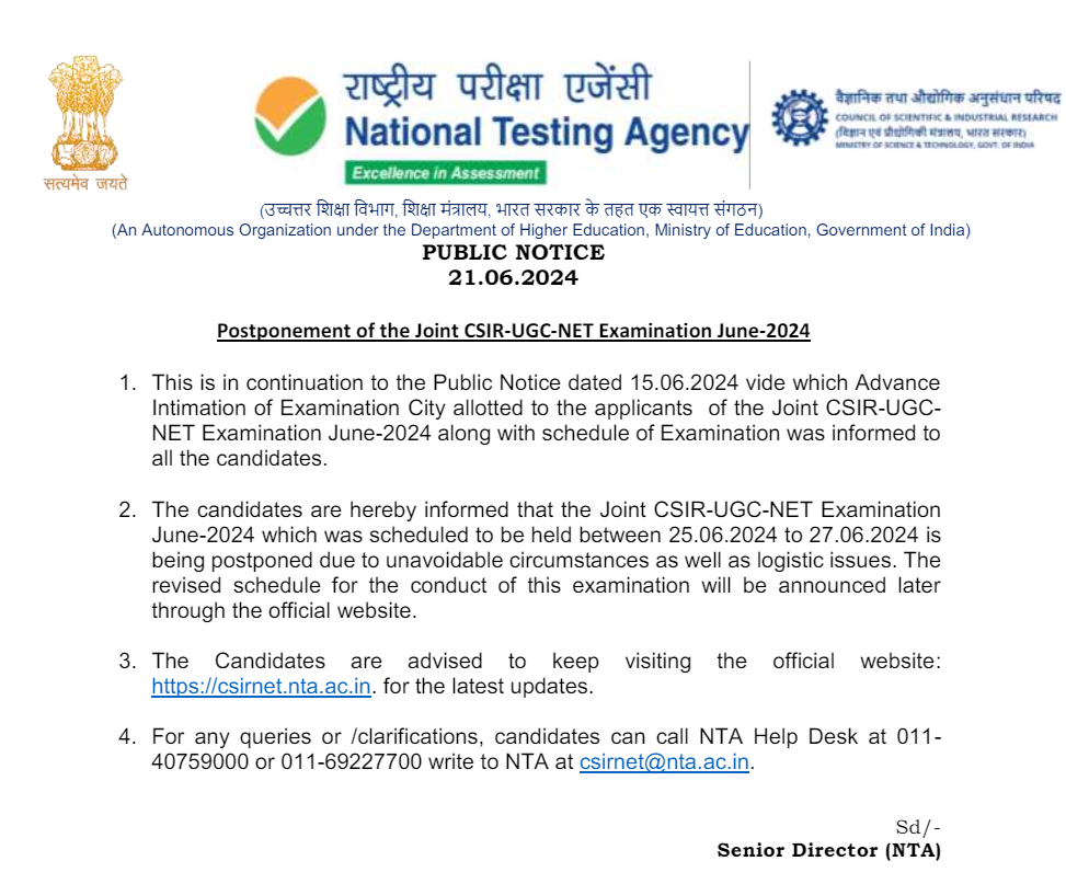 CSIR NET 2024 Exam Postponed