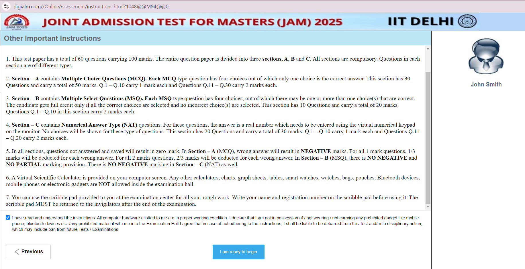 IIT JAM Chemistry Mock Test 2025